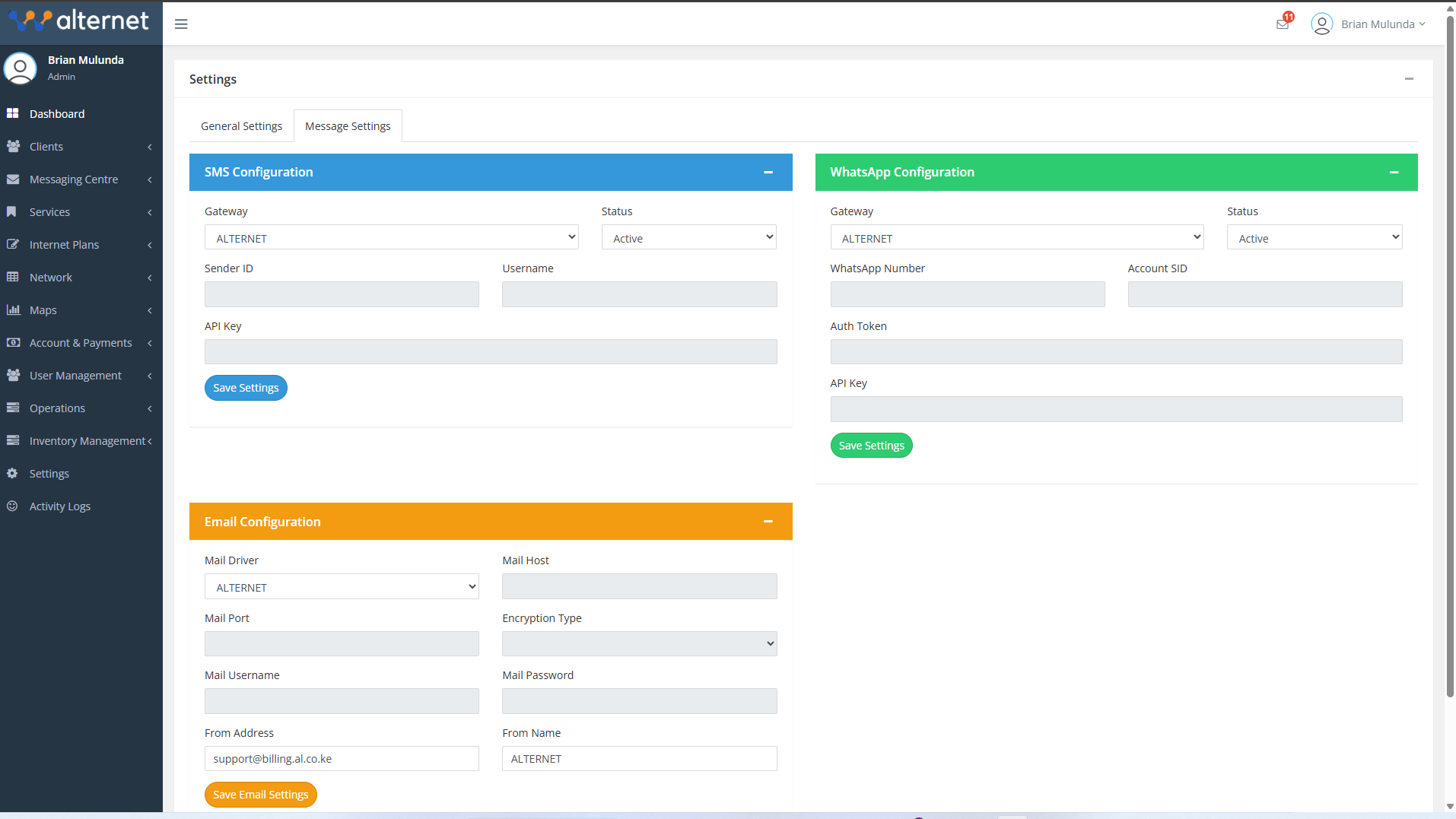 Message Gateway Configuration