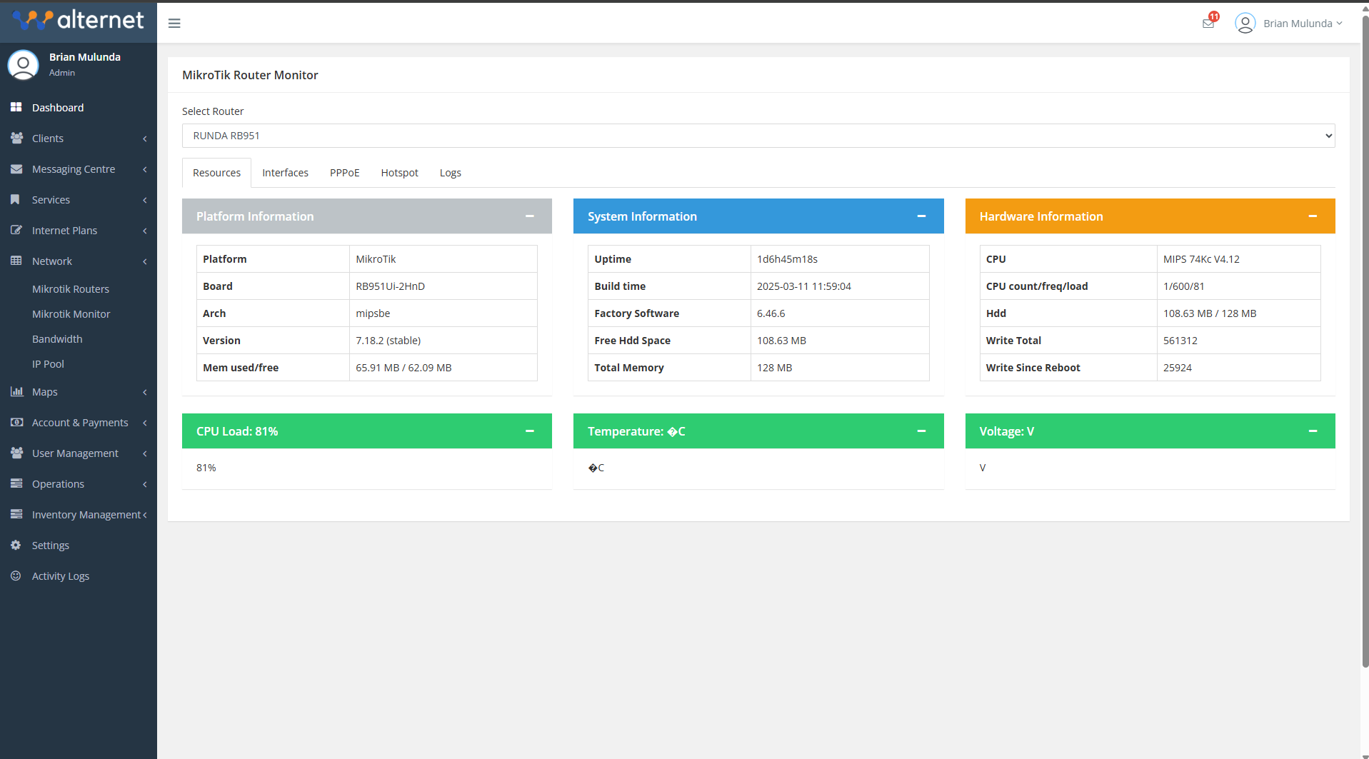 Mikrotik Router Monitor